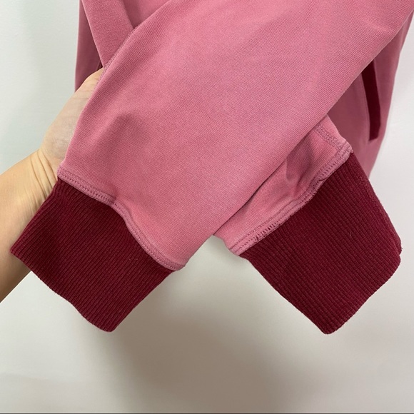 *RARE* LULULEMON Red/Pink Full-Zip Collared Sweatshirt w/ Elbow Patches - Size 6 - Picture 4 of 12